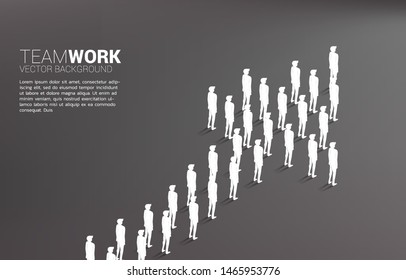 Group of businessman standing together shape arrow. business concept for company mission and teamwork.