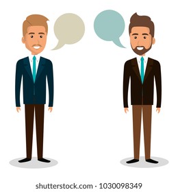 group of businessman teamwork with speech bubbles