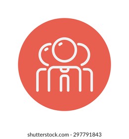 Group of businessman thin line icon for web and mobile minimalistic flat design. Vector white icon inside the red circle.