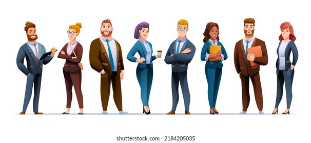 Group of businessmen and businesswomen characters design