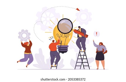 A group of businessmen develop and create a new idea or a project jointly.