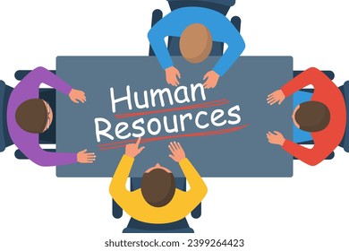 Group of businessmen are discussing human resources. Multiethnic team of people. Vector illustration flat design. Isolated on white background.