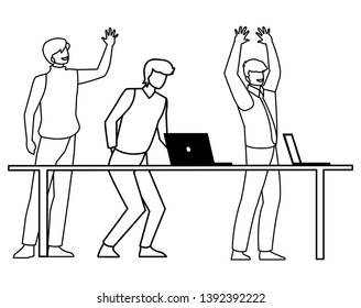 group of businessmen in the office scene