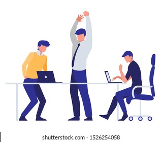 group of businessmen in the office scene vector illustration design