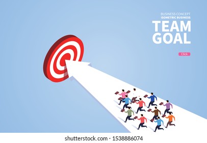 a group of businessmen ran to the same target bulls
