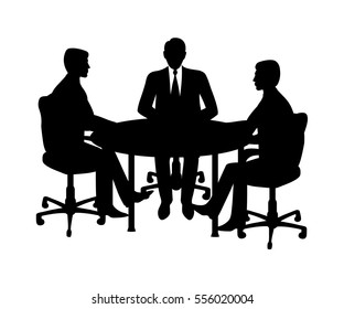 A group of businessmen sitting at a table.Contour.