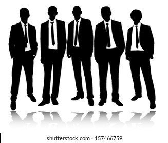 group of businessmen standing and posing silhouettes