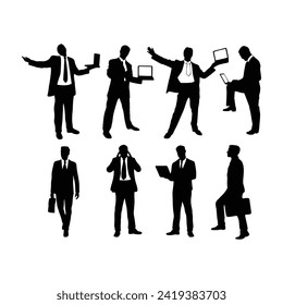 group of businessmen standing and posing silhouettes