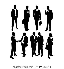 group of businessmen standing and posing silhouettes