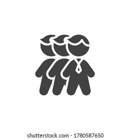 Gruppe von Geschäftsleuten Vektorsymbol. volles Flachzeichen für mobiles Konzept und Webdesign. Geschäftsleute gruppieren das Symbol "glyph". Symbol, Logo-Abbildung. Vektorgrafik