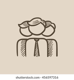 Icono de esbozo vectorial de grupo de hombres de negocios aislado en segundo plano. Icono de Grupo de hombres de negocios dibujado a mano. Un grupo de hombres de negocios dibuja un icono para infografía, sitio web o aplicación.