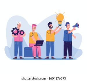 group of businessmen workers characters vector illustration design