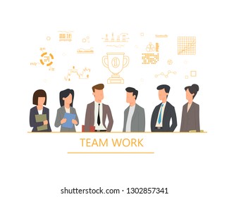 group of businessmen working as a team. concept of business team. Vector illustration in flat style.