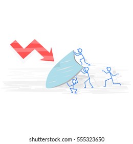 A group of businesspeople try to fight the economic crisis

