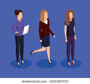 group of businesswomen avatars characters