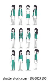 group of businesswomen with green clothes