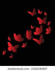 Group of butterfly in red and balck background