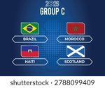 Group C Soccer Group Table and Country List with Round Flag for 2026 World Soccer Championship