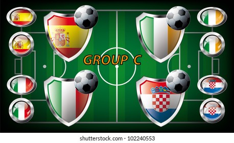 Group C - Spain, Italy, Ireland, Croatia. Participation of teams at the biggest European football competition. Easy to use and modify.
