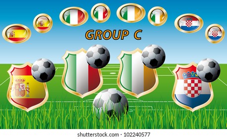 Group C - Spain, Italy, Ireland, Croatia. Participation of teams at the biggest European football competition. Easy to use and modify.