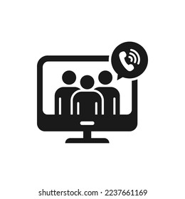 Group call. Teleconference flat icon isolated on white background. Vector illustration