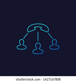 group call vector line icon