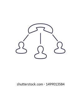 group call vector line icon on white