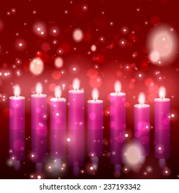 Group of candles burning in the christmas night vector