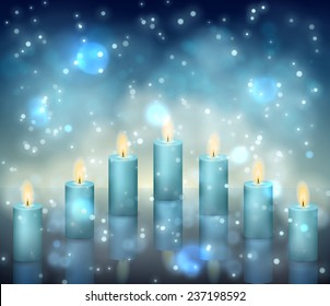 Group of candles burning in the christmas night vector