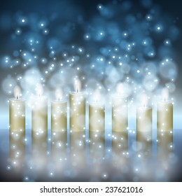 Group of candles burning in the Christmas night vector