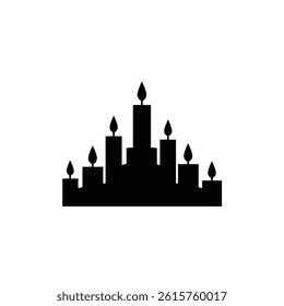 Group Of Candles In Silhouette On A White Background Illustration