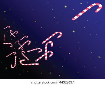 Group candy flies in the night sky.