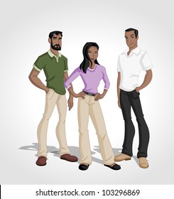 Group of cartoon black people