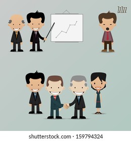 Group cartoon business people set