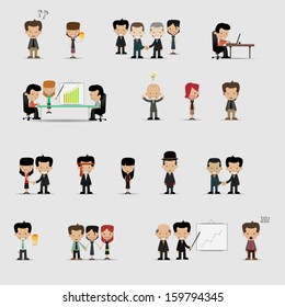 Group cartoon business people set