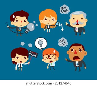 Group cartoon business people set