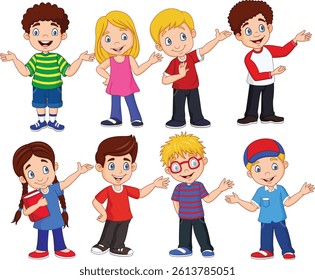 Group of Cartoon Children Vector