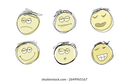 group of cartoon emoji character with expression.eps