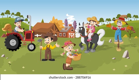 Farmer Farming Cartoon