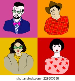 Group of cartoon people
