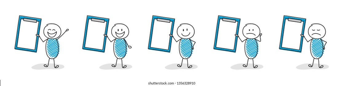 Group of cartoon people with empty clipboard - collection. Vector
