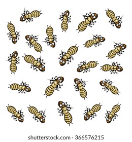 Group of cartoon vector termites isolated on the white background.