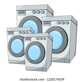 group of cartoon washing machine design isolated on white background
