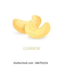 group of cashews on white background for your design