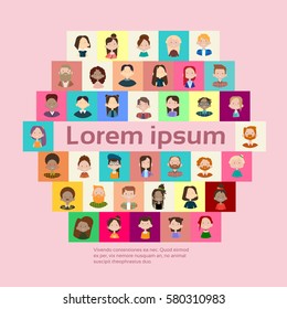 Group Casual People Big Crowd Diverse Ethnic Mix Race Banner Flat Vector illustration