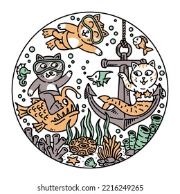 un grupo de gatos buceando en el mar