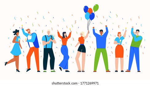 Group Celebrating People Holiday Party Scene Stock Vector (Royalty Free ...