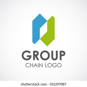 Group of chain connection abstract vector and logo design or template unity business icon of company or corporate identity symbol concept