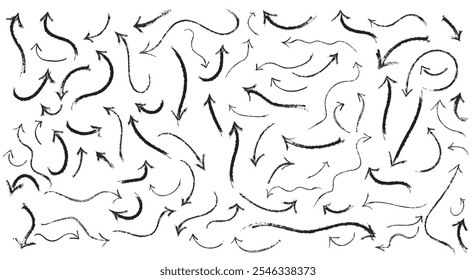 Group of chalked Arrows, Arrows with brush texture