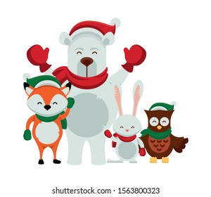 group of characters with christmas clothes vector illustration design